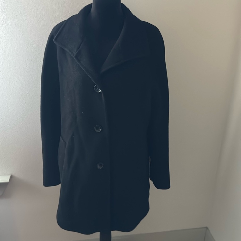 Talbots Sz‎ 10 black camel hair single front pea coat